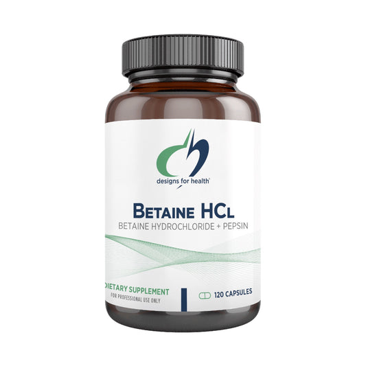 Designs for Health Betaine HCI with Pepsin 120 Gelatin Capsules